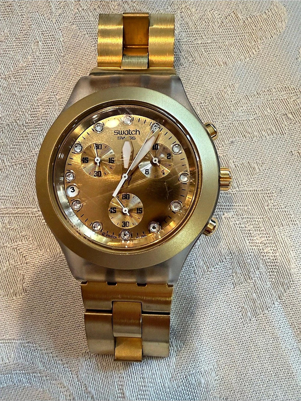 Swatch Irony Diaphane Chrono Full Blooded Gold SVCK4032G Watch